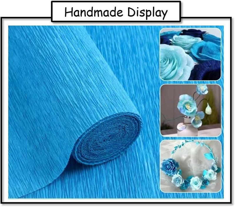 LCREATE LCREATE LCREATE Crepe Paper Roll 8.2ft Long 17 Inch Wide for Wedding Ceremony Various Large Festivals Decoration (Blue) - Image 2